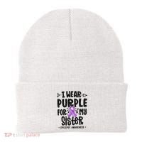 I Wear Purple For My Sister Epilepsy Awareness Beanie thumb 0