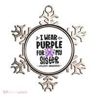 I Wear Purple For My Sister Epilepsy Awareness Ornament thumb 0