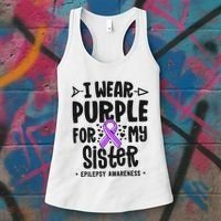 I Wear Purple For My Sister Epilepsy Awareness Women's Tank Top thumb 3