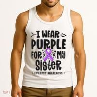 I Wear Purple For My Sister Epilepsy Awareness Tank Top thumb 3