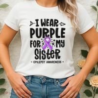 I Wear Purple For My Sister Epilepsy Awareness Women's T-Shirt thumb 2