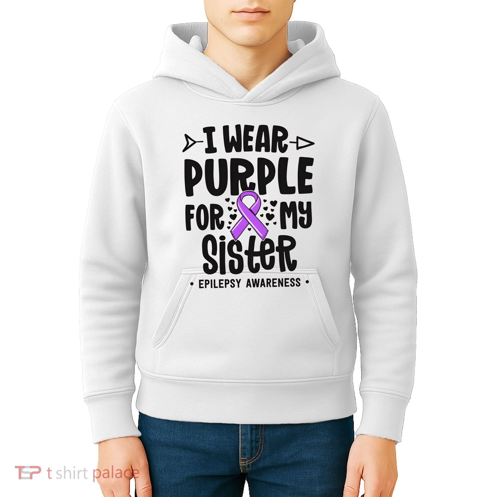 I Wear Purple For My Sister Epilepsy Awareness Kids Hoodie