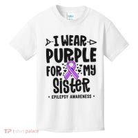 I Wear Purple For My Sister Epilepsy Awareness Kids T-Shirt thumb 0