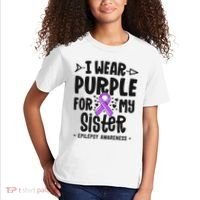 I Wear Purple For My Sister Epilepsy Awareness Kids T-Shirt thumb 2