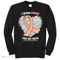 I Wear Peach For My Wife Endometrial Cancer Awareness Sweatshirt thumb 0