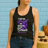 I Wear Purple In Memory Of My Cousin Overdose Awareness Women's Tank Top thumb 2