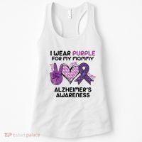 I Wear Purple For My Mommy Alzheimers Awareness Peace Love Cure Women's Tank Top thumb 0
