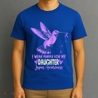 I Wear Purple For My Daughter Hummingbird Lupus Awareness Gift T-Shirt thumb 3