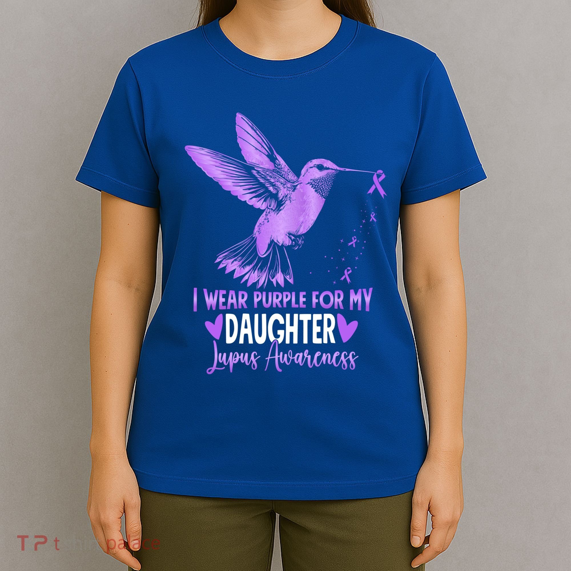 I Wear Purple For My Daughter Hummingbird Lupus Awareness Gift T-Shirt