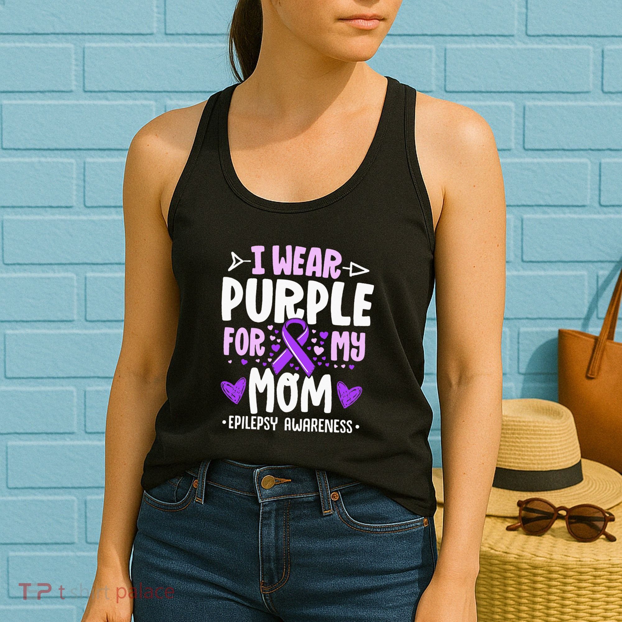 I Wear Purple For My Mom Mother Epilepsy Awareness Month Women's Tank Top