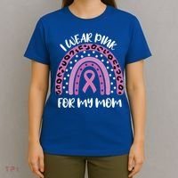I Wear Pink For My Mom Breast Cancer Awareness Ribbon Funny Gift T-Shirt thumb 4