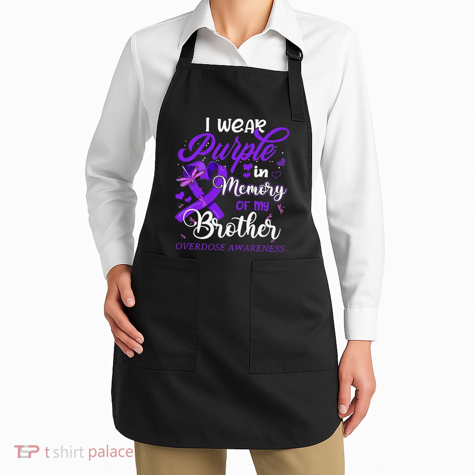 I Wear Purple In Memory For My Brother Overdose Awareness Apron