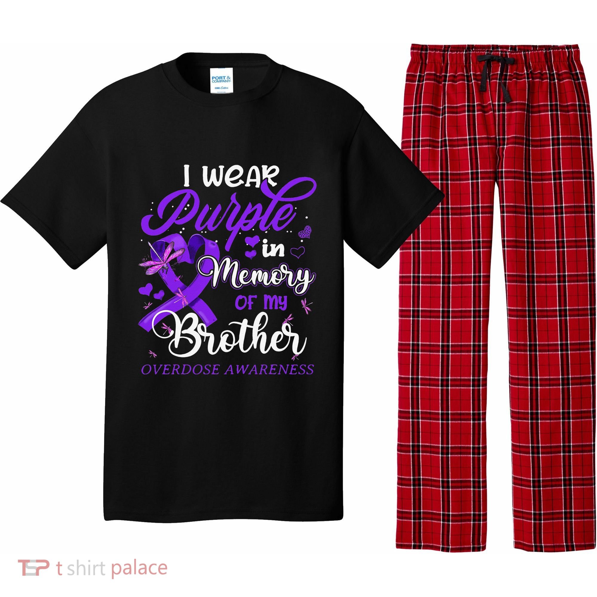 I Wear Purple In Memory For My Brother Overdose Awareness Pajama Set