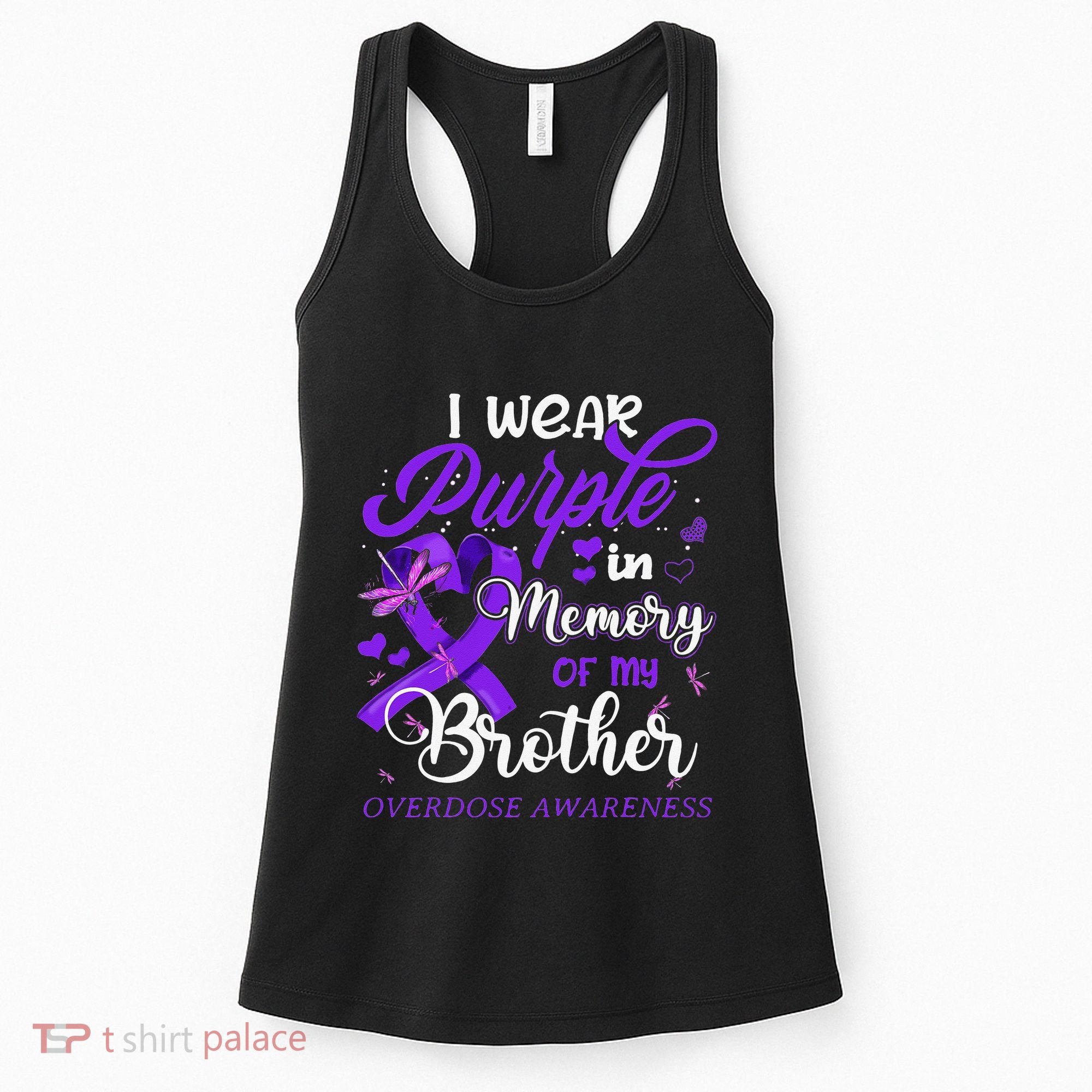 I Wear Purple In Memory For My Brother Overdose Awareness Women's Tank Top
