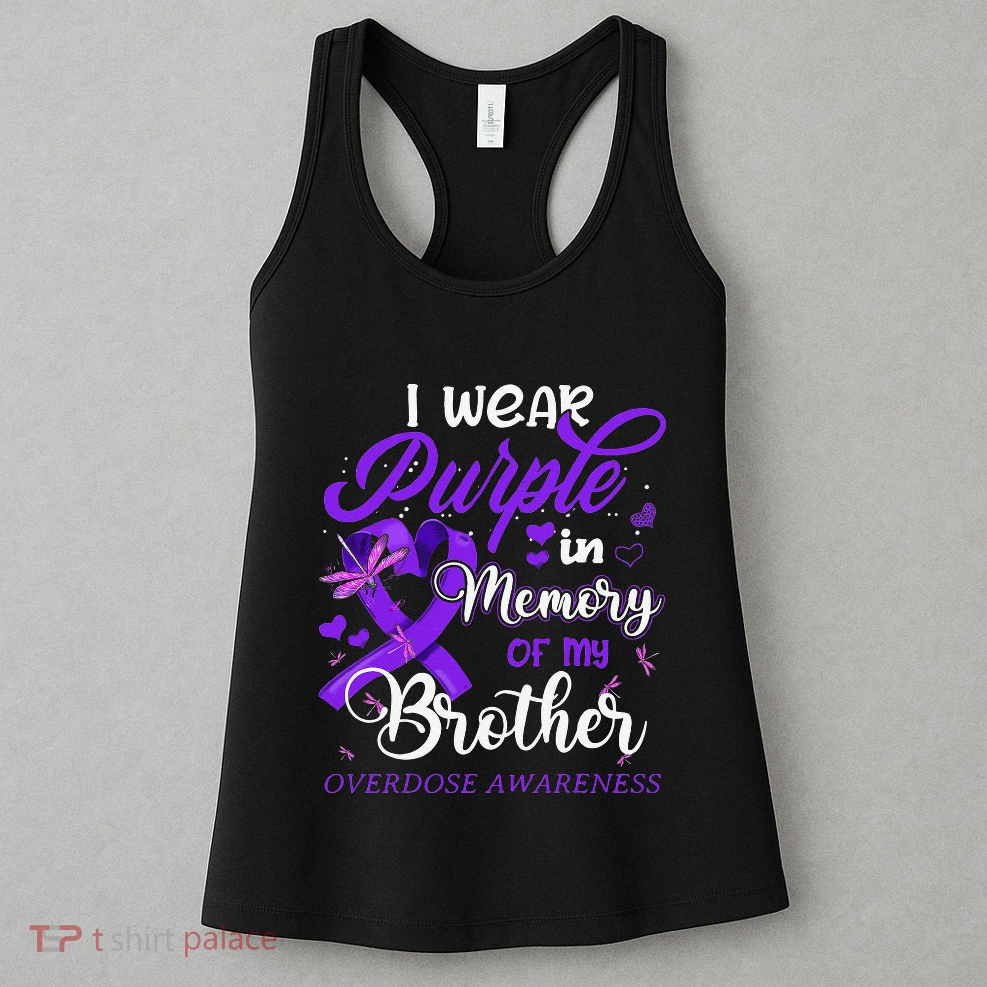 I Wear Purple In Memory For My Brother Overdose Awareness Women's Tank Top