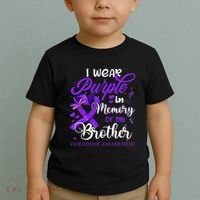 I Wear Purple In Memory For My Brother Overdose Awareness Toddler T-Shirt thumb 2