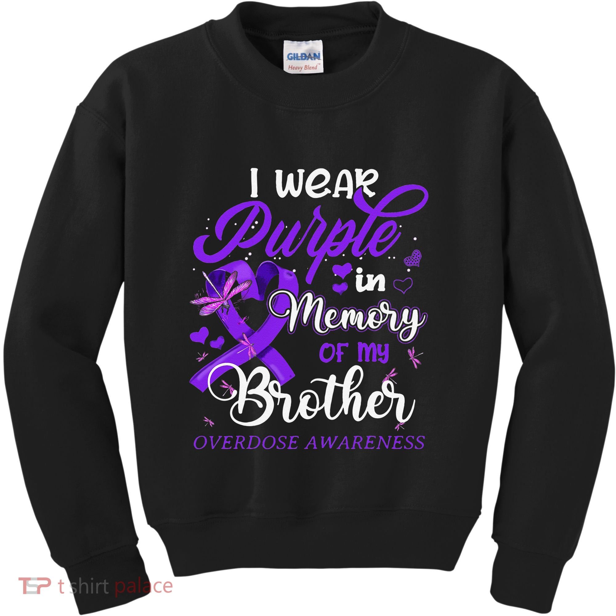 I Wear Purple In Memory For My Brother Overdose Awareness Kids Sweatshirt