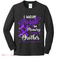 I Wear Purple In Memory For My Brother Overdose Awareness Kids Long Sleeve Shirt thumb 0