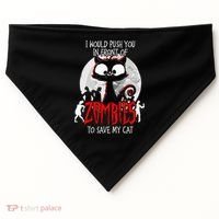 I Would Push You Zombies Cats Zombie Cat Cute Black Cat USA-Made Doggie Bandana thumb 0