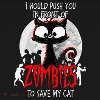 I Would Push You Zombies Cats Zombie Cat Cute Black Cat Apron thumb 3