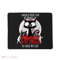 I Would Push You Zombies Cats Zombie Cat Cute Black Cat Mousepad thumb 0