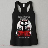 I Would Push You Zombies Cats Zombie Cat Cute Black Cat Women's Tank Top thumb 3