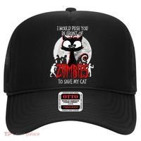 I Would Push You Zombies Cats Zombie Cat Cute Black Cat Hat thumb 0