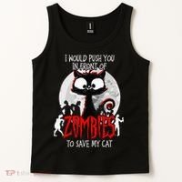 I Would Push You Zombies Cats Zombie Cat Cute Black Cat Tank Top thumb 2