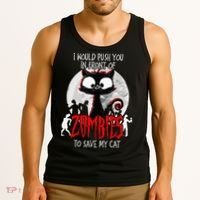 I Would Push You Zombies Cats Zombie Cat Cute Black Cat Tank Top thumb 3