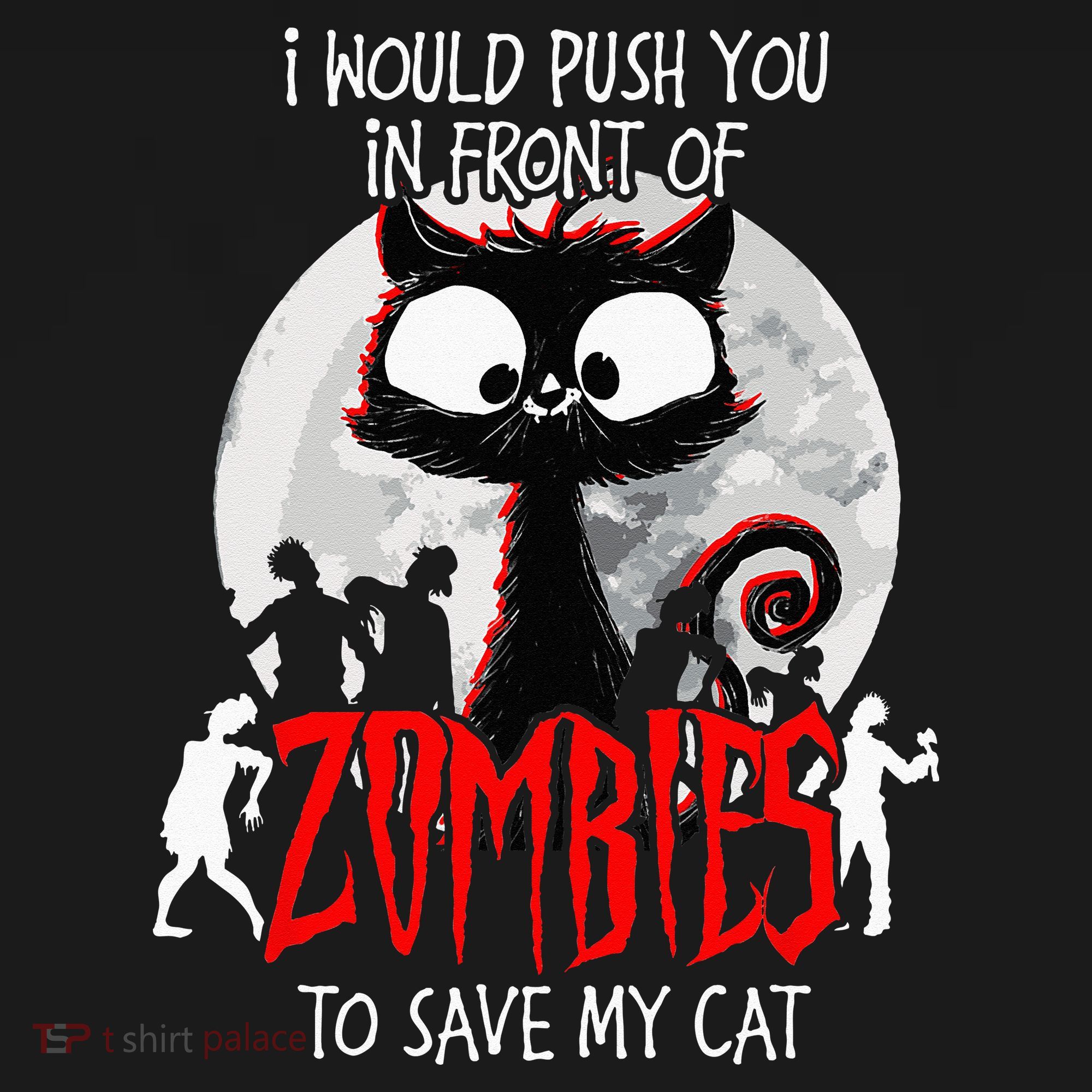I Would Push You Zombies Cats Zombie Cat Cute Black Cat Tank Top