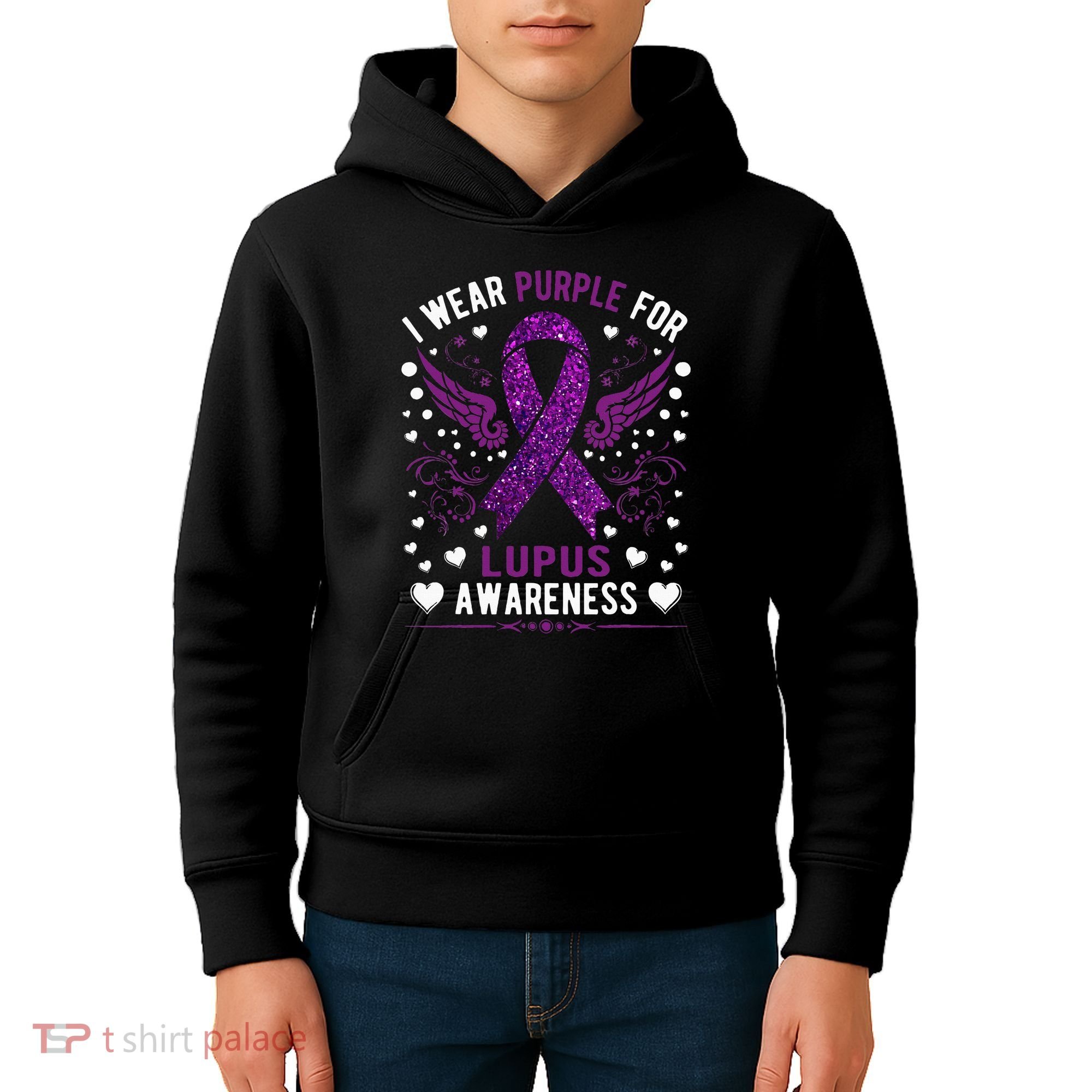 I Wear Purple For Lupus Awareness Kids Hoodie