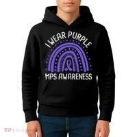 I Wear Purple MPS Awareness Kids Hoodie thumb 4