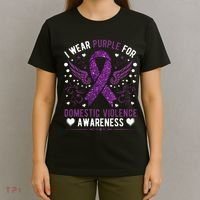I Wear Purple For Domestic Violence T-Shirt thumb 4