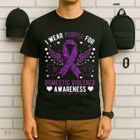 I Wear Purple For Domestic Violence T-Shirt thumb 6