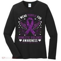I Wear Purple For Domestic Violence Women's Long Sleeve Shirt thumb 0