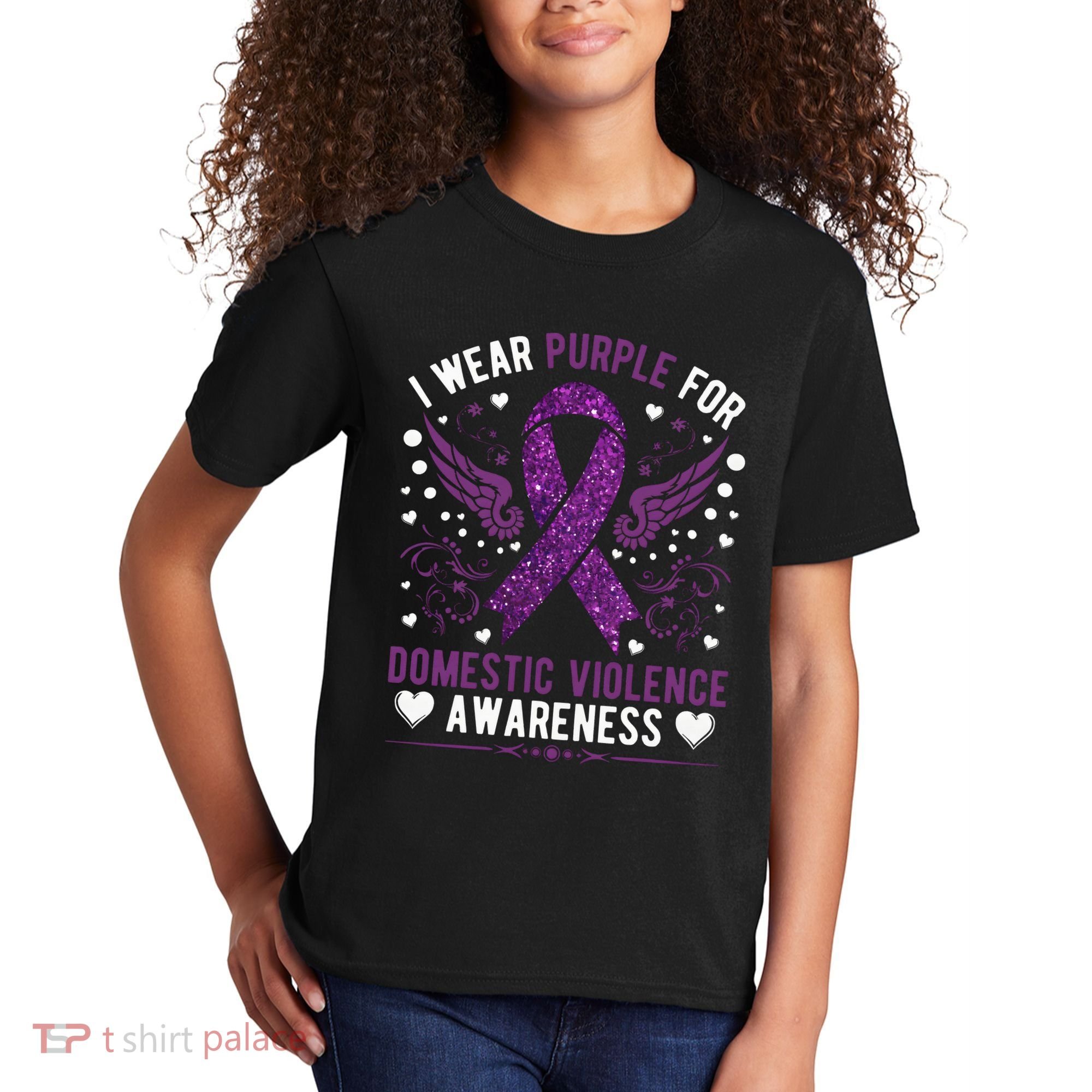 I Wear Purple For Domestic Violence Kids T-Shirt
