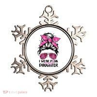 I Wear Pink For My Daughter Messy Bun Breast Cancer Support Ornament thumb 0