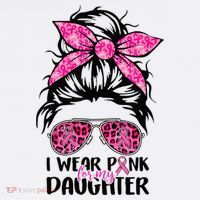 I Wear Pink For My Daughter Messy Bun Breast Cancer Support Women's Tank Top thumb 5