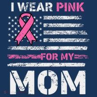 I Wear Pink For My Mom America Flag Breast Cancer Awareness T-Shirt thumb 7