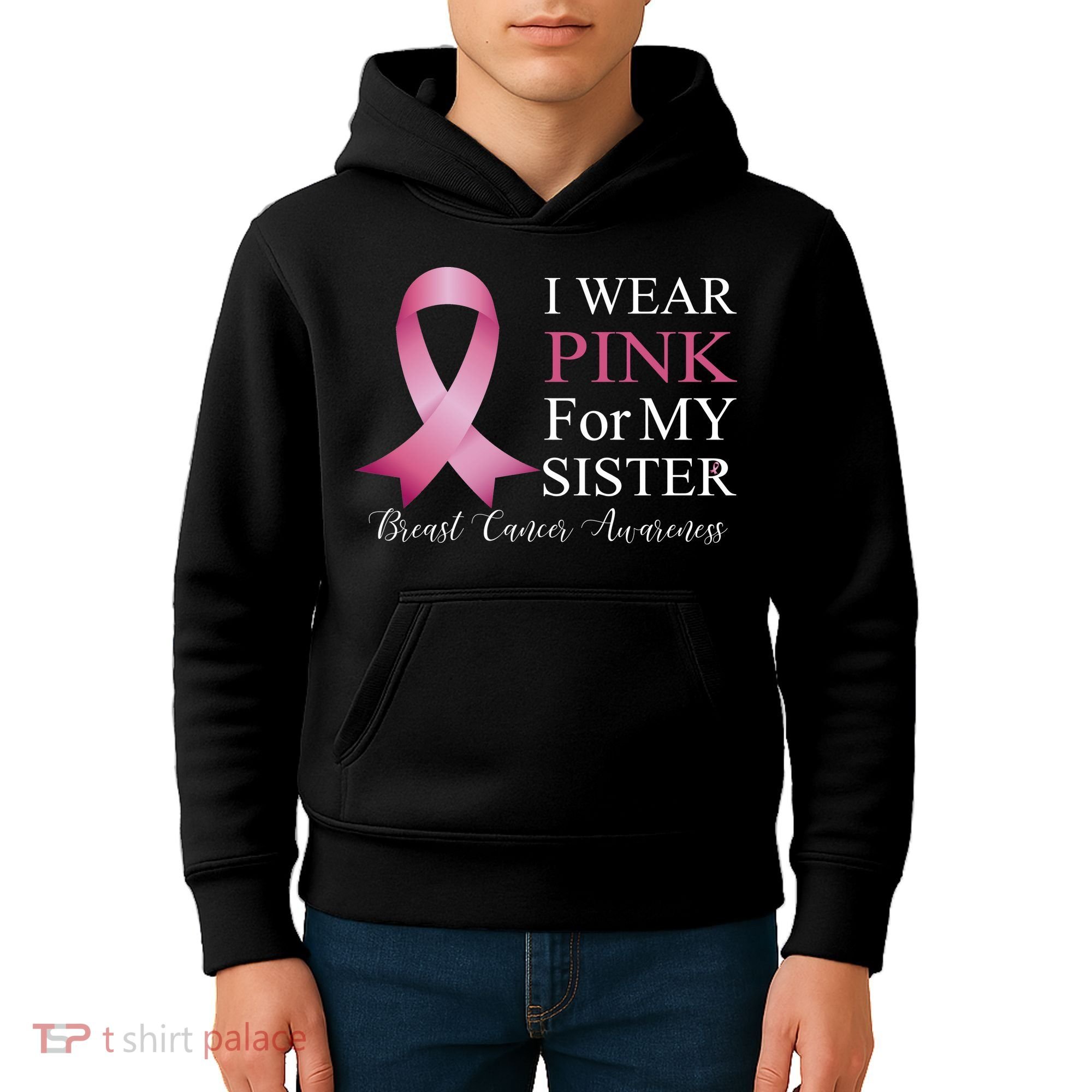 I Wear Pink For My Sister Kids Hoodie