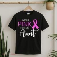 I Wear Pink For My Aunt Breast Cancer Awareness T-Shirt thumb 2