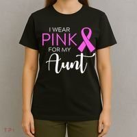 I Wear Pink For My Aunt Breast Cancer Awareness T-Shirt thumb 4