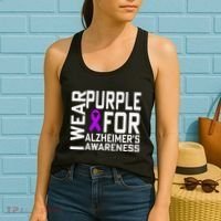 I Wear Purple For Alzheimers Awareness Month Women's Tank Top thumb 2