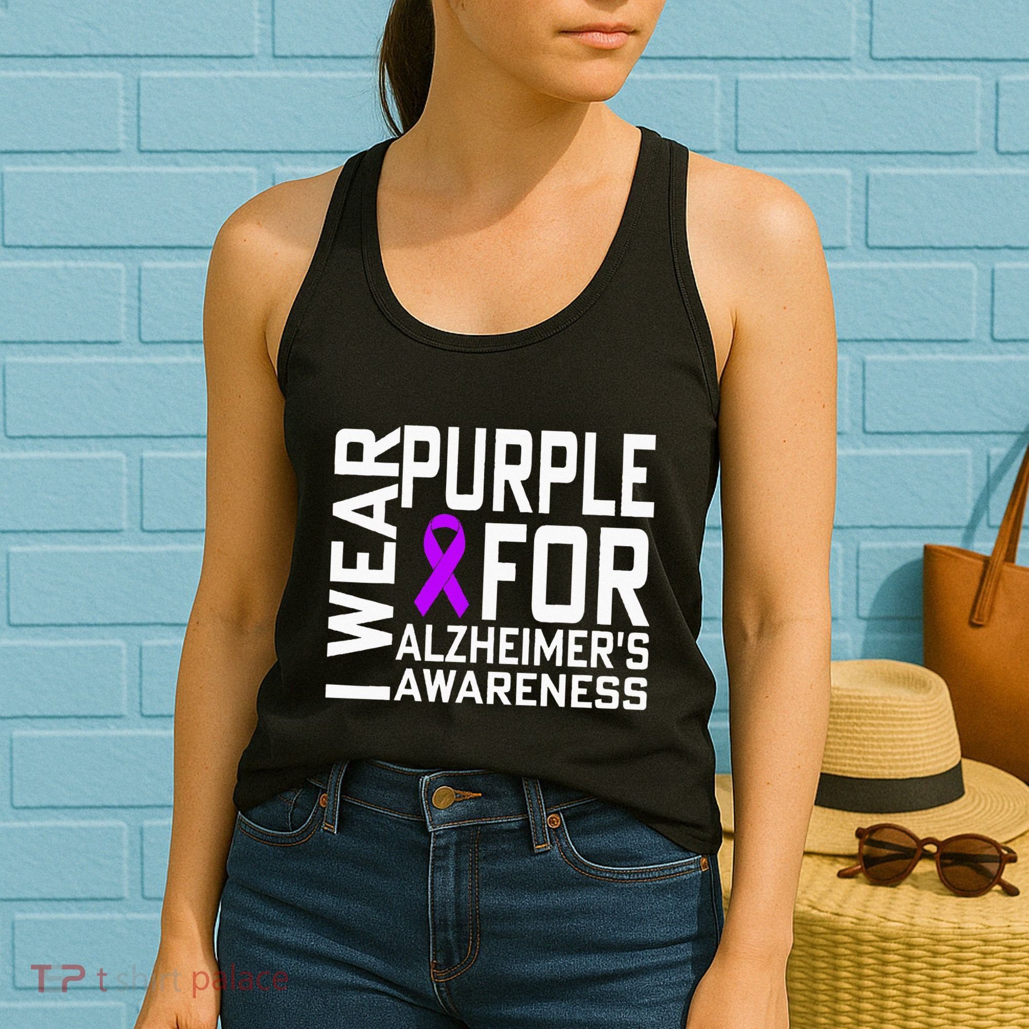 I Wear Purple For Alzheimers Awareness Month Women's Tank Top