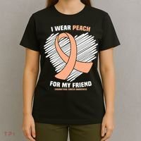 I Wear Peach For My Friend Endometrial Funny Cancer Awareness T-Shirt thumb 4