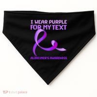 I Wear Purple For My Personalize Text Alzheimer's Awareness USA-Made Doggie Bandana thumb 0
