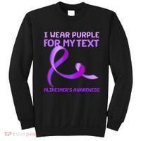 I Wear Purple For My Personalize Text Alzheimer's Awareness Sweatshirt thumb 0