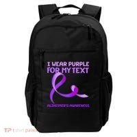 I Wear Purple For My Personalize Text Alzheimer's Awareness Backpack thumb 0
