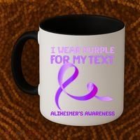 I Wear Purple For My Personalize Text Alzheimer's Awareness Coffee Mug thumb 2