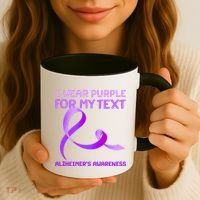 I Wear Purple For My Personalize Text Alzheimer's Awareness Coffee Mug thumb 3